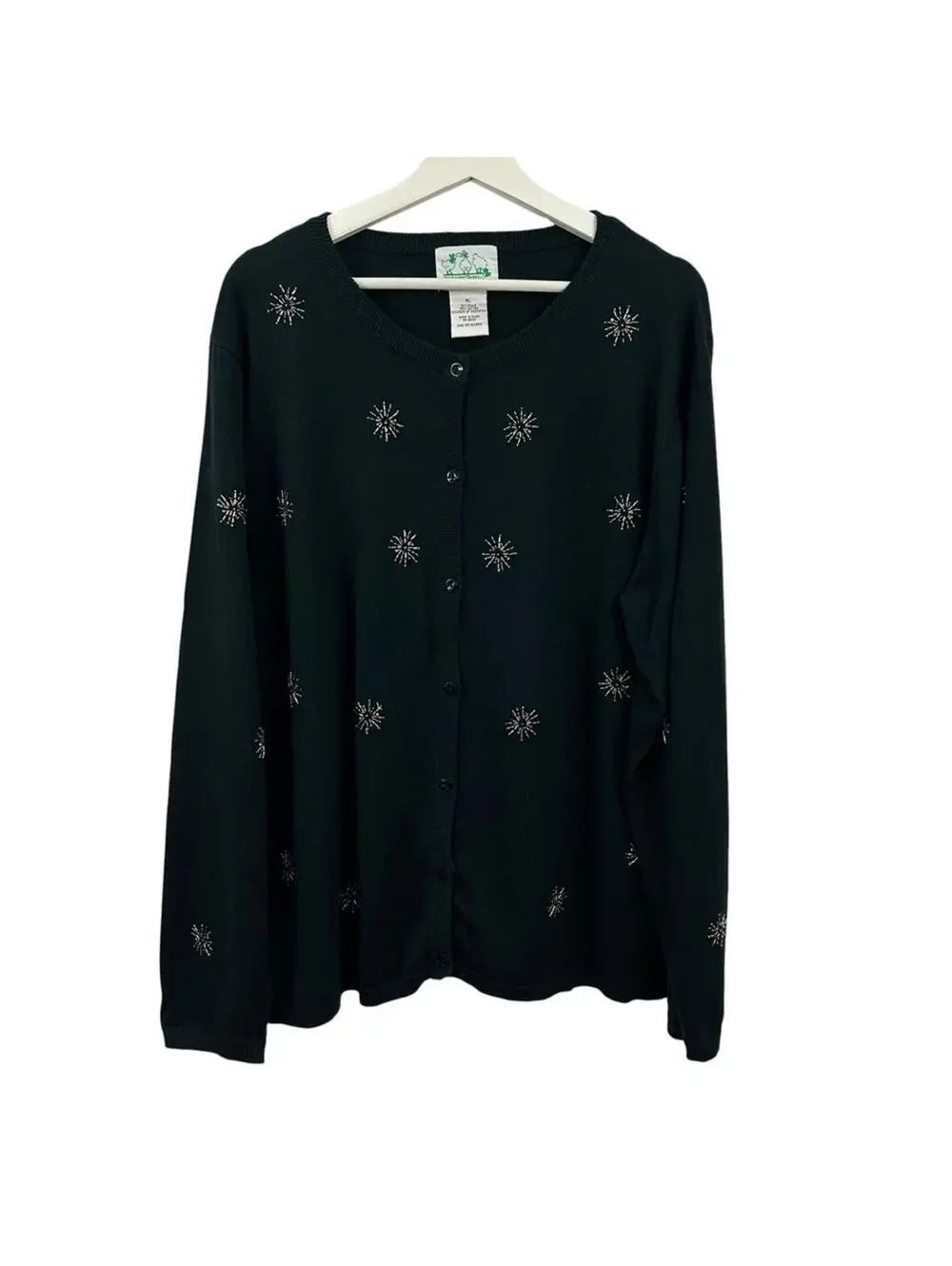 Quacker Factory Snowflakes Black Christmas Sweater Women's Size XL